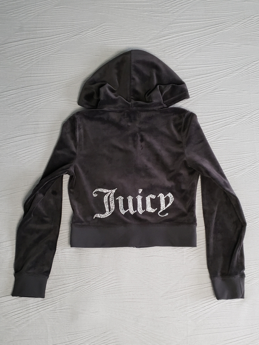 NWOT! JUICY COUTURE Women's Y2K Velour Full-Zip LS Hooded Sweatshirt (M) Black - Picture 6 of 8